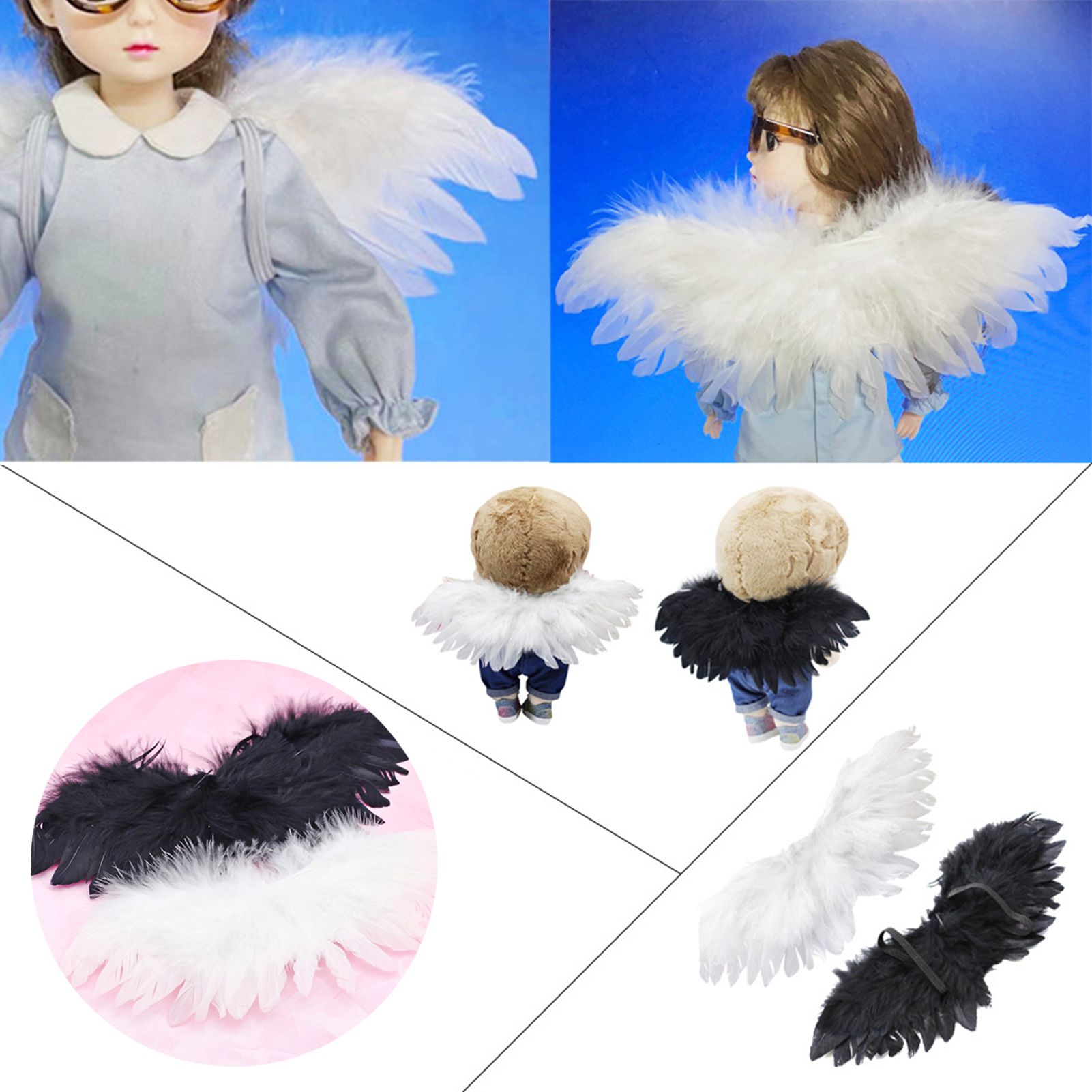 Livecity Lovely Angel Wing Ornament Funny Wear-resistant White Doll Wing Decor for Decoration