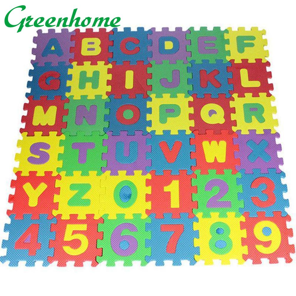 Greenhome 36Pcs/Set Child Kids Novelty Alphabet Number EVA Foam Puzzle Learning Mats Toy