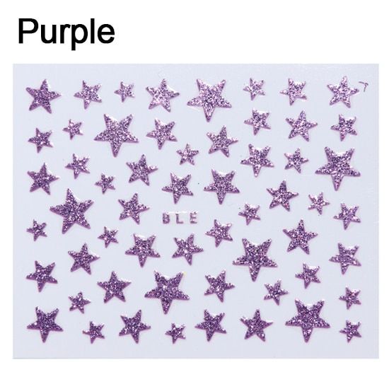 1pcs 3D Nail Art Stickers Colorful Shiny Star Design Adhesive Sliders For Nails Glitter Foil Decals Manicure Decorations NTNC132