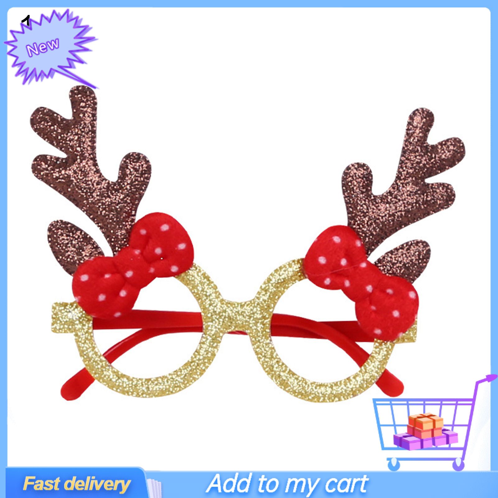 Xmas Glasses Festive Comfortable to Wear Plastic Antlers Decoration Christmas Eyeglasses for Party