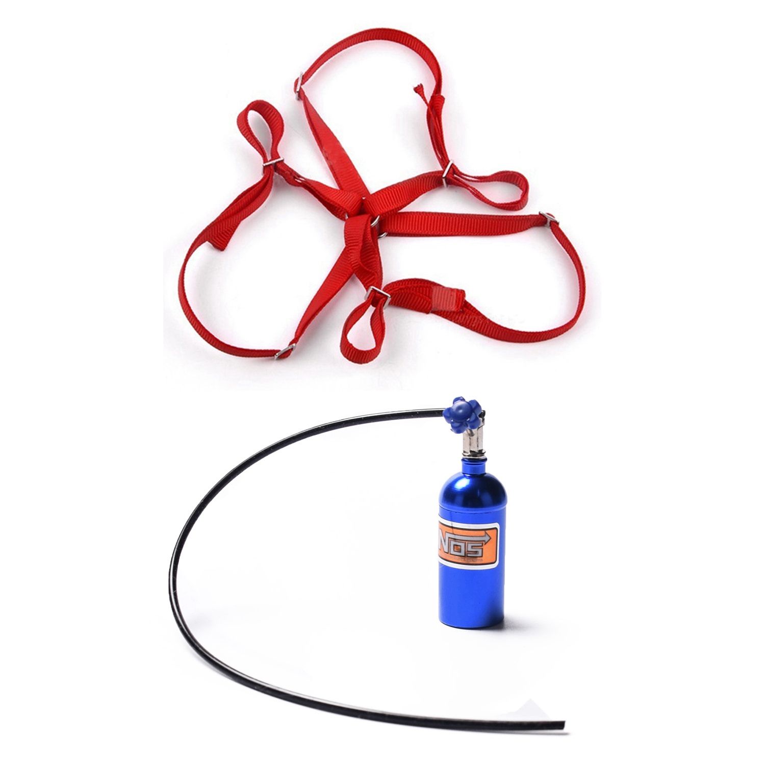 4Pcs RC Crawler Car Parts: 3 Pcs RC Crawler Spare Tire Wheel Anti-Slip Belt & 1 Pcs Metal Simulated NOS Nitrogen Bottle ， SCX10 parts