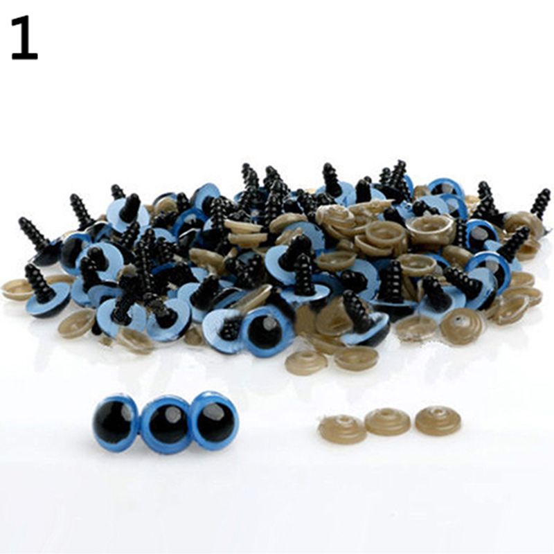 100 Pcs 8-20mm Plastic Safety Eyes for Teddy Bear Doll Animal Puppet Craft DIY