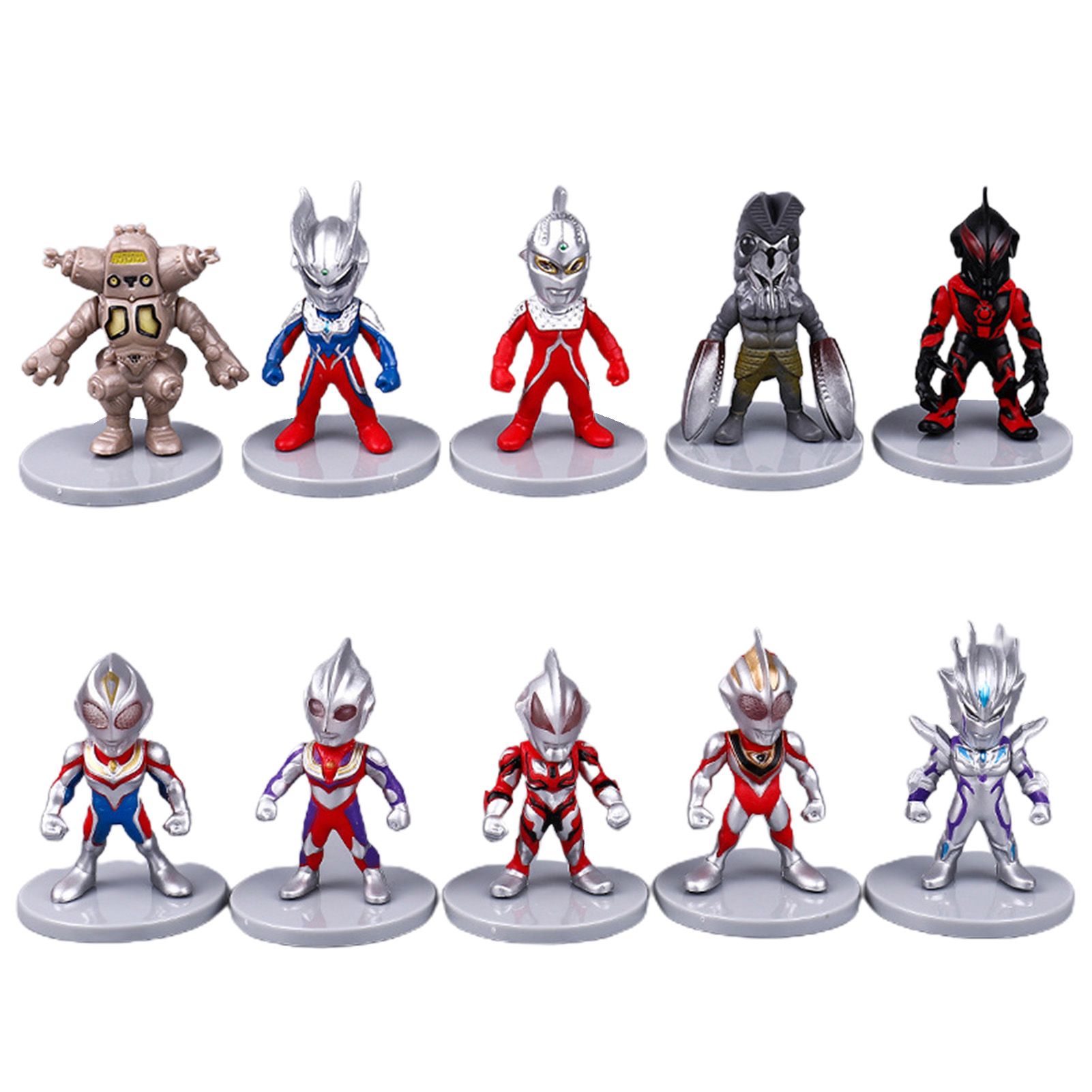 10Pcs Cartoon Ultraman Monster Model Dolls Cake Car Desktop Decoration Ornament