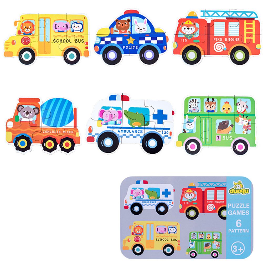 Cartoon Animal Car Dinosaur Wooden Puzzle Kids Toddler Preschool Educational Toy
