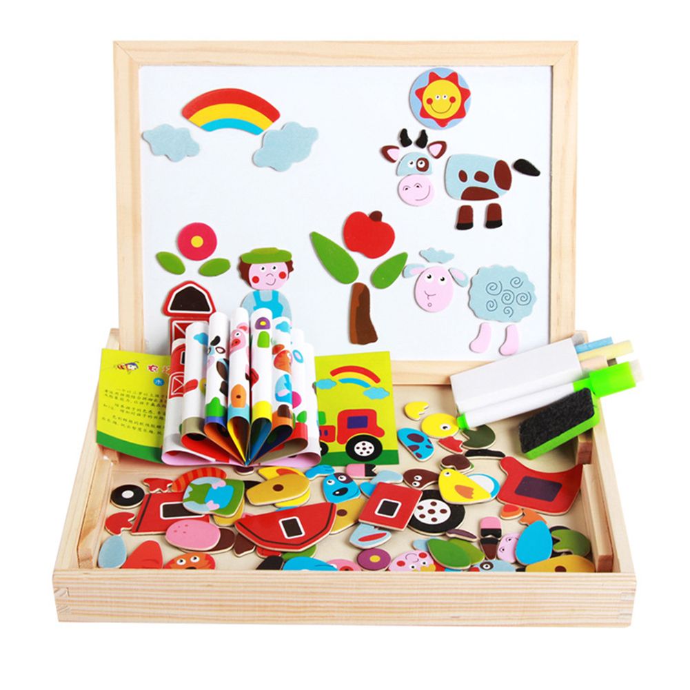 Yfashion Wooden Double Sided Drawing d Magnetic d Jigsaw Puzzle Educational oys for Kids Boys irls Style:2#