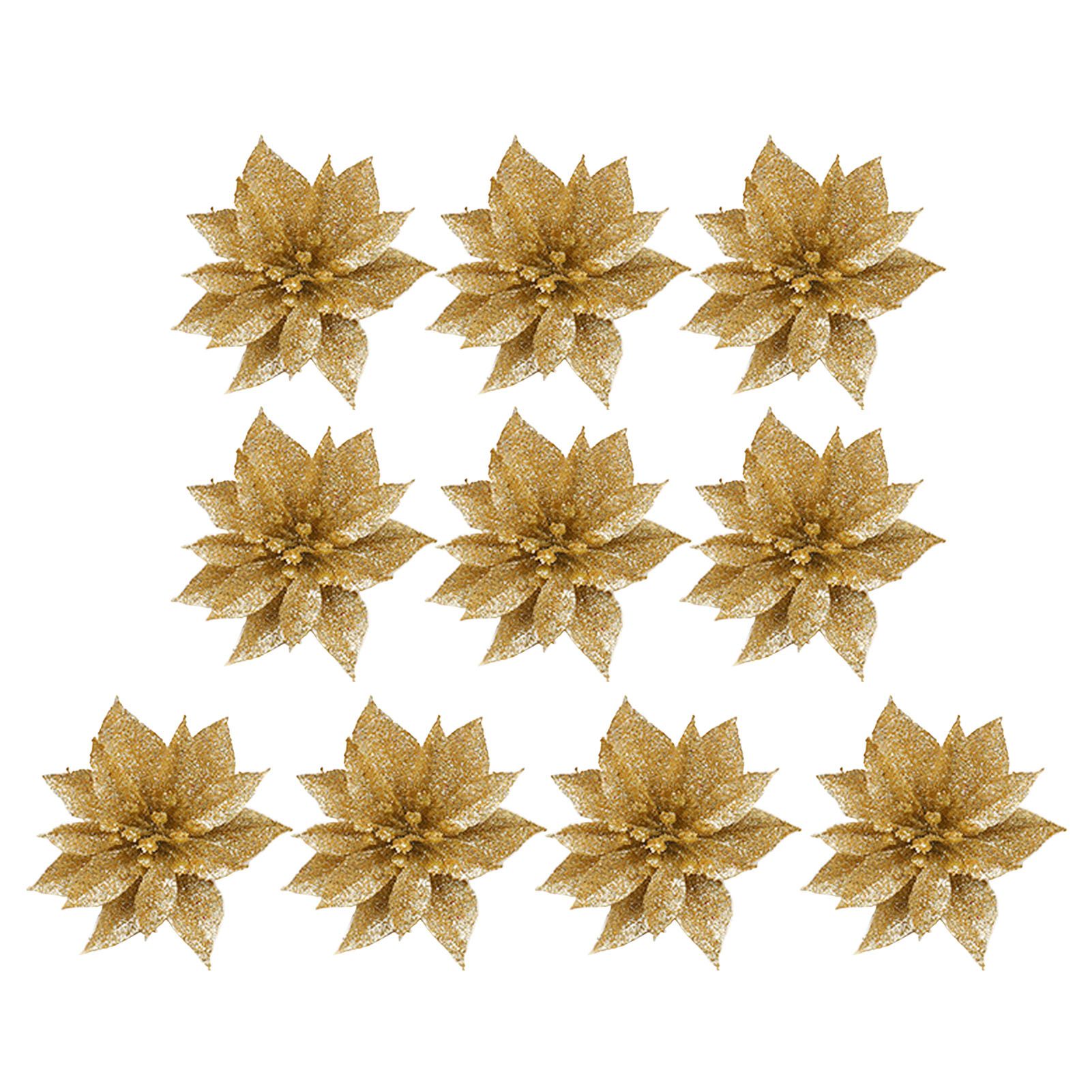 Fake Christmas Flower Exquisite Workmanship Double Layer Poinsettia Christmas Artificial Decor