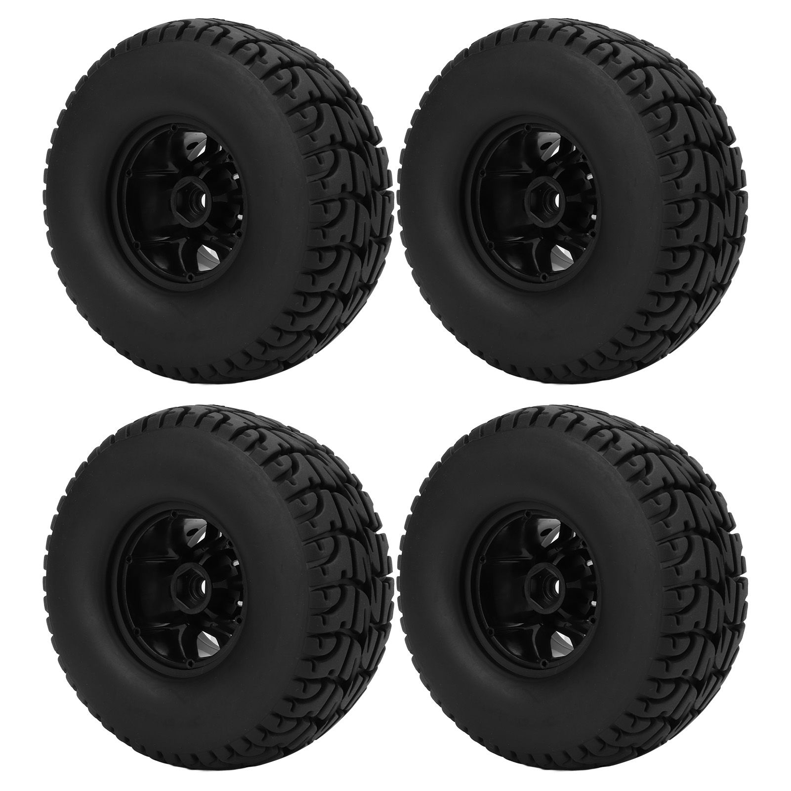 4PCS 2.2 Flat Pattern Rubber Tires With 6 Spoke Plastic Rims For 1/10 RC CarY