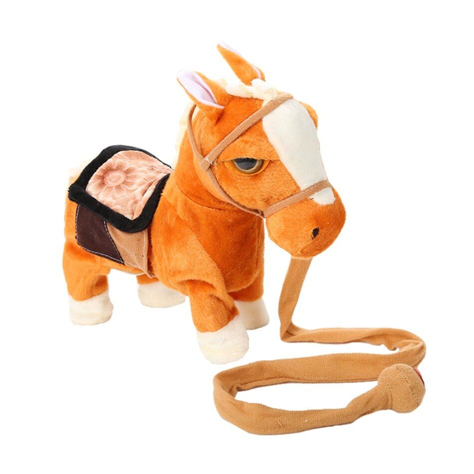 Cute Electric Walking Plush Toy Robot Horse Soft Stuffed Animal Toy Electronic Sing Music Toys Kids Children Gifts