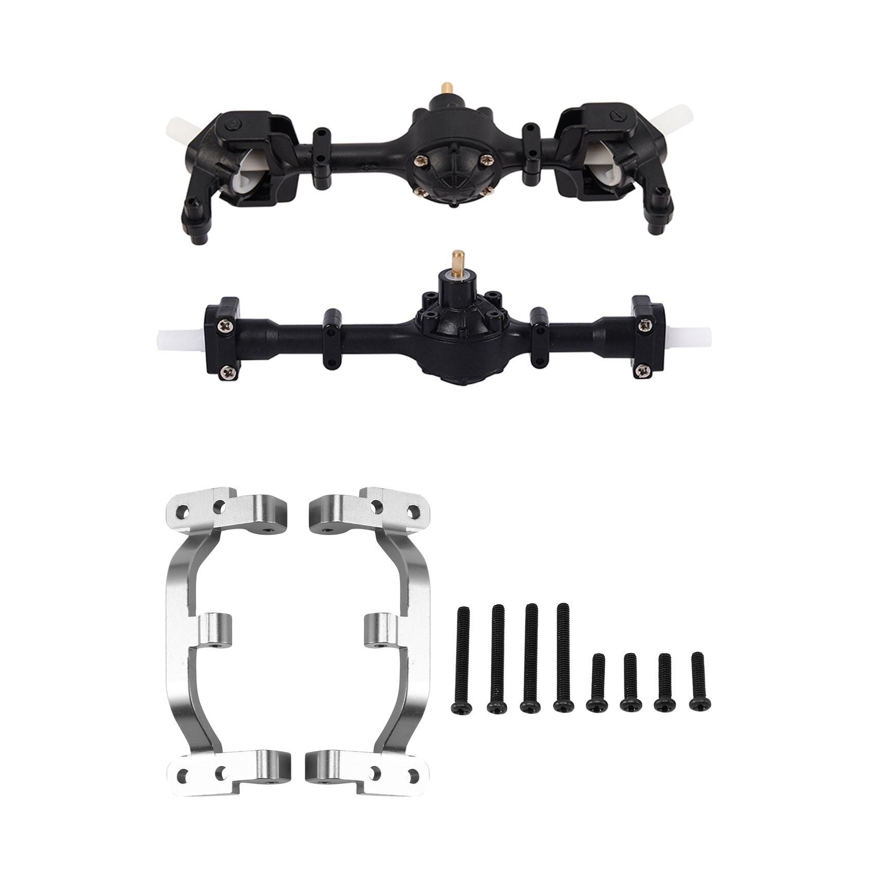 1Pair Metal Pull Rod Base Seat for WPL C14 C24 C14K C24K 1/16 RC Car & 2Pcs Metal Gear Front & Rear Axle Bridge