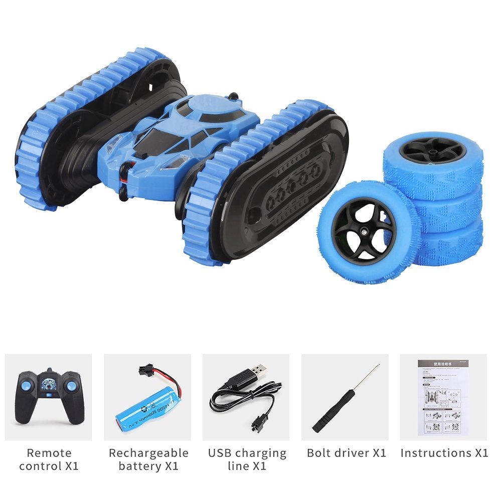 2.4Ghz 4CH 1:16 RC Stunt Double Side Deformation Crawler Car 360°Rotating RC Vehicle Toys With LED Light