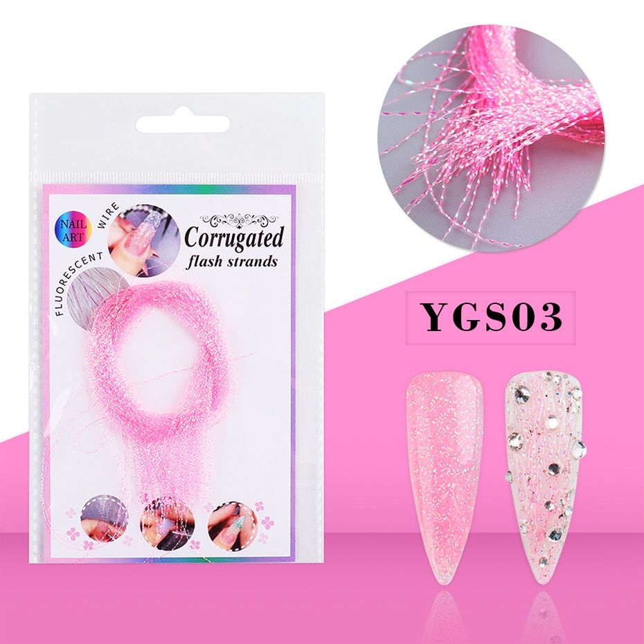 60pcs Fluorescent Thread Nail Sticker Laser Glitter Mesh Net Line Tape Holographic 3D Silk Foils Nail Art Decorations BEYGS01-12
