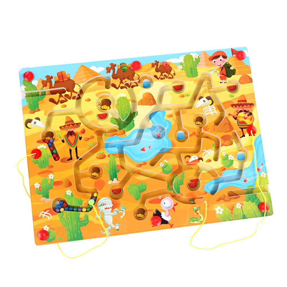 Space City Magnetic Maze Board Running Beads Puzzle Game Intellectual Kids Toy