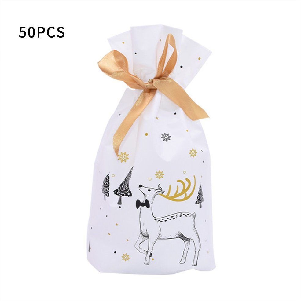 Beautiful Christmas Ribbon Drawstring Bag Food Packaging Gift Bag Baking Pastry Biscuit Drawstring Bag