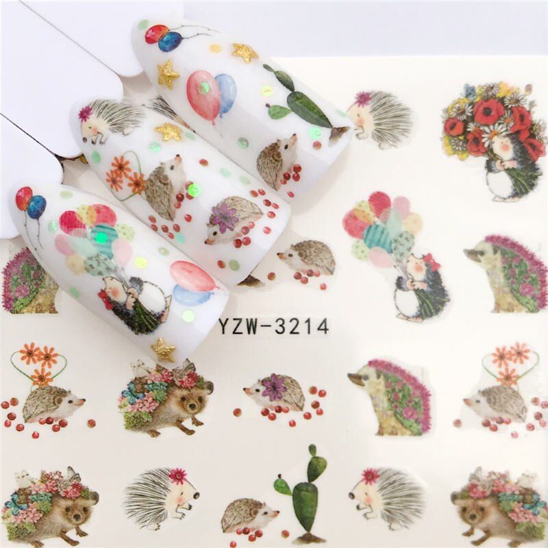 YWK 1 PC 2020 New Styles Nail Sticker Water Decals Paper Crane/ Flower / Cat Transfer Nail Art Decoration