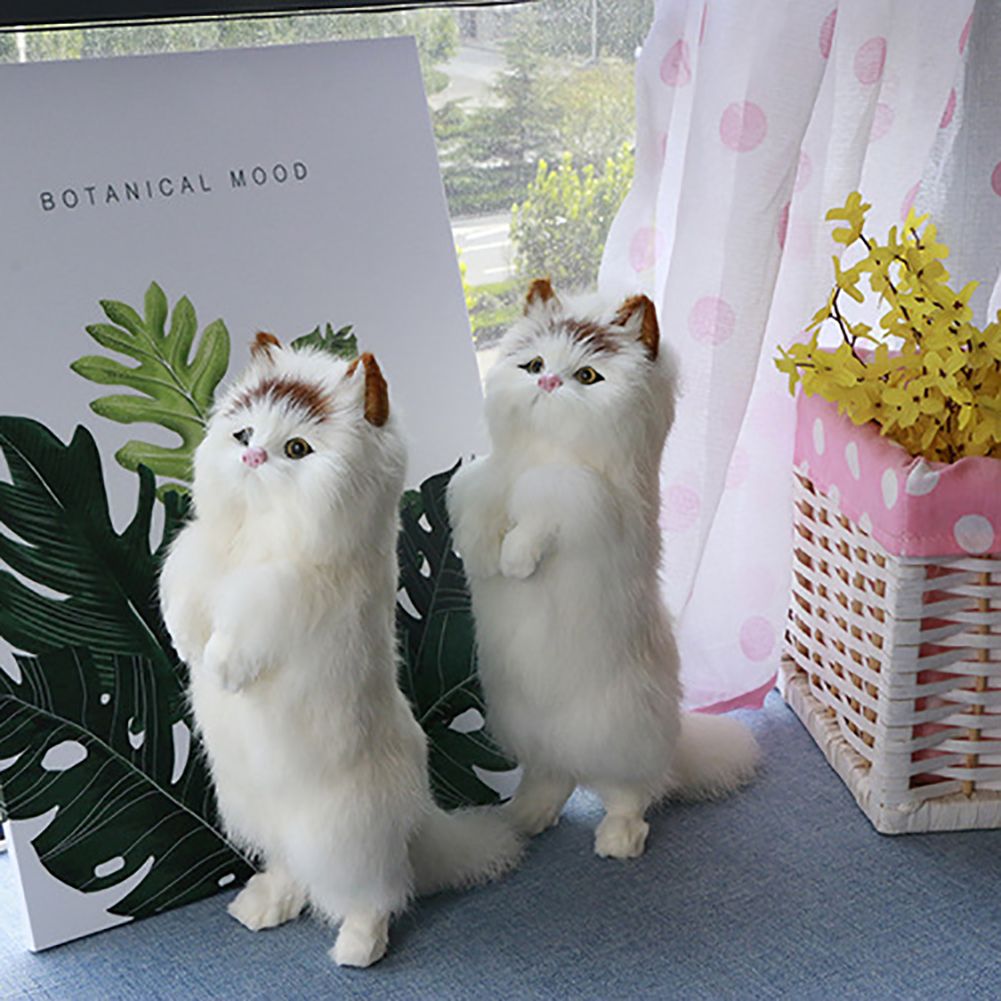 Realistic Cute Standing Fortune Cat Household Photography Props Car Decor Gift