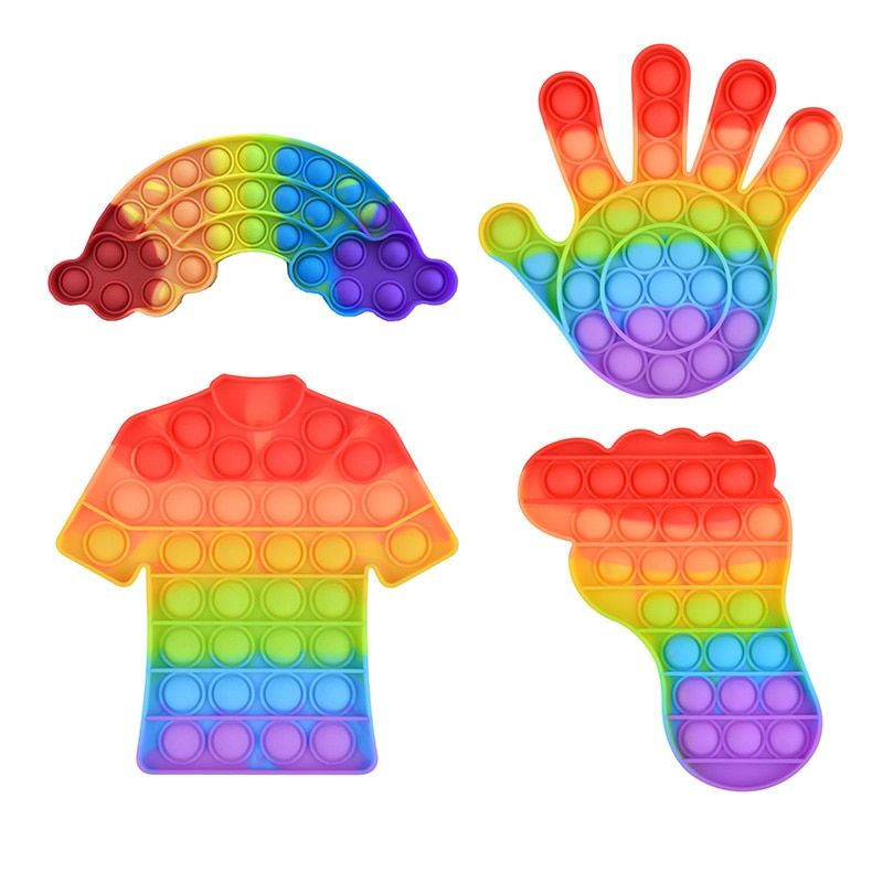4pcs/Set Push Bubble Fidget Anti Stress Relief Toy Kids Rainbow Board Game Gifts Children Fun Pressure Reduction Toys