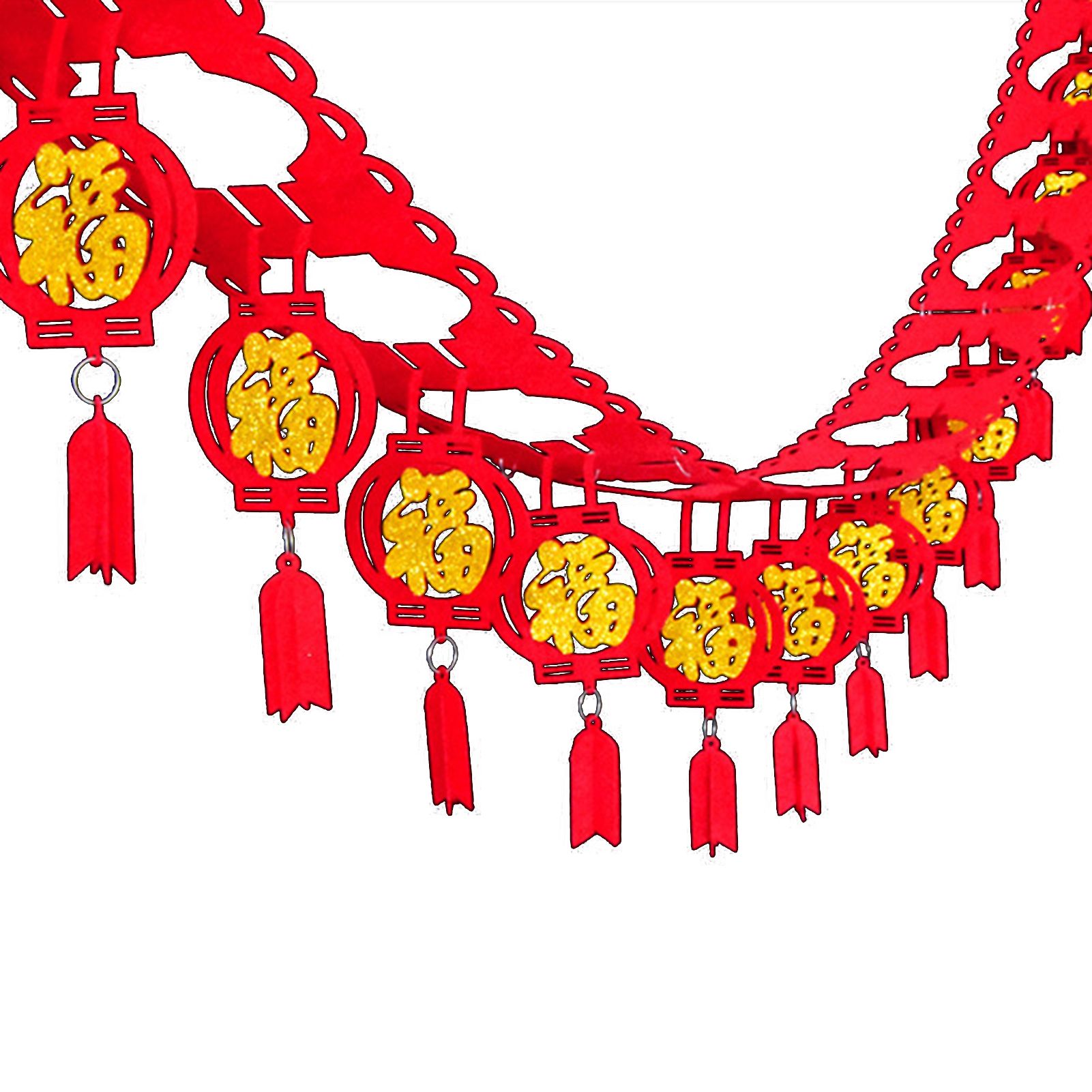Banner Festive Shapely Fringed Chinese Fu Charter Flag for Gift