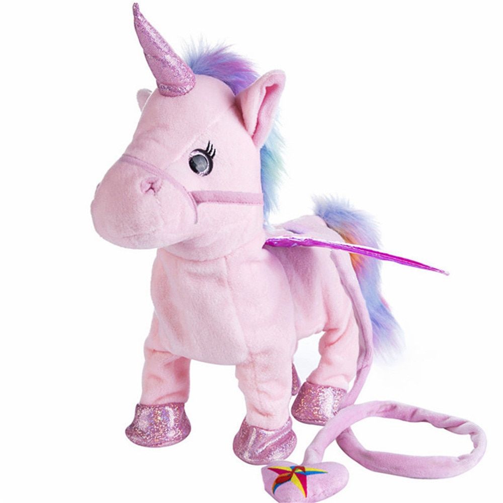 Hot Toys 35cm Electric Walking Unicorn Plush Toy Stuffed Animal Toy Electronic Music Unicorn Toy for Children Christmas Gifts
