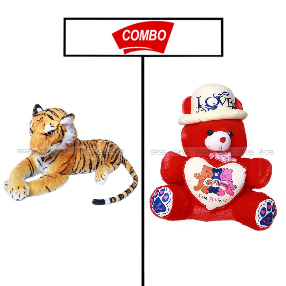 TIGER TEDDY WITH RED TEDDY BEAR COMBO PACK FOR YOUR KIDS