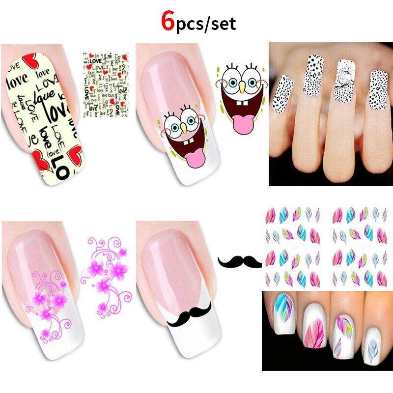 Nail Stickers Self Adhesive Nail Art Sticker Water Decals Tranfer Sticker Nail Art Decorations for Nail Tips DIY Design Manicure