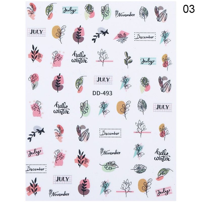 1pcs Summer Sticker Nail Art Decorations Butterfly Graffiti Decals 3D Adhesive Stickers Woman Face Fruit Foil Manicures Wrap