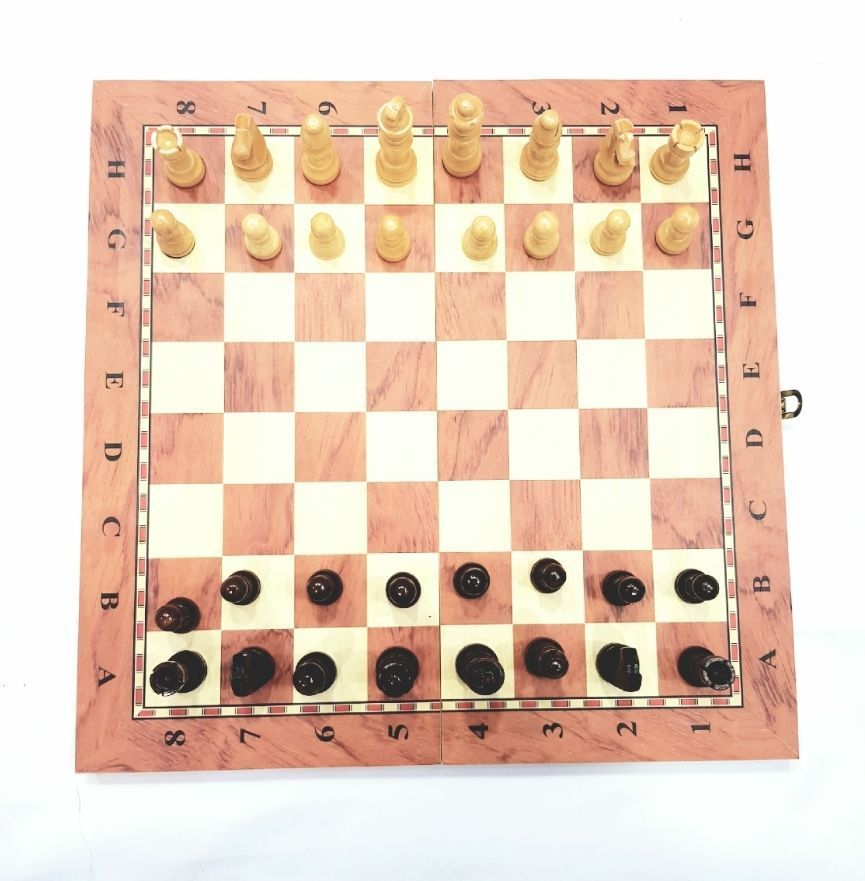 Wood Chess Board Large 3 In 1 34Cm X 34Cm - Antique White