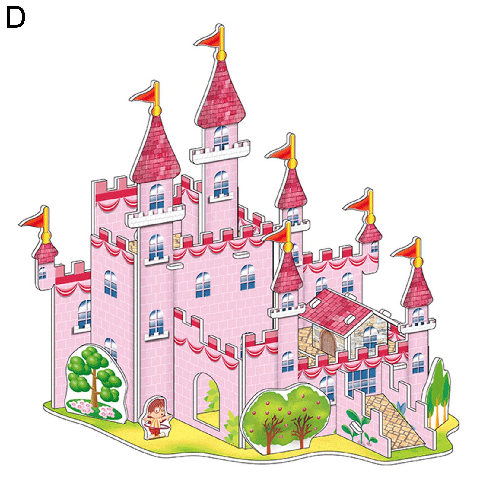 4Pcs/Set Puzzle Toy Fine Workmanship Concentration Capability Easy to Install Children House 3D Jigsaw Birthday Gift