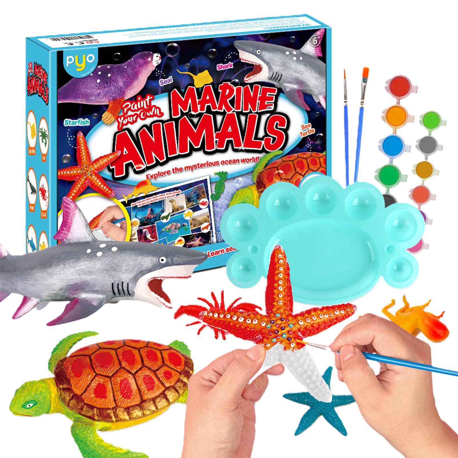 1 Set DIY Graffiti Hand-painted Parent-child Interaction Plastic Marine Life Pattern Painting Graffiti for Kids