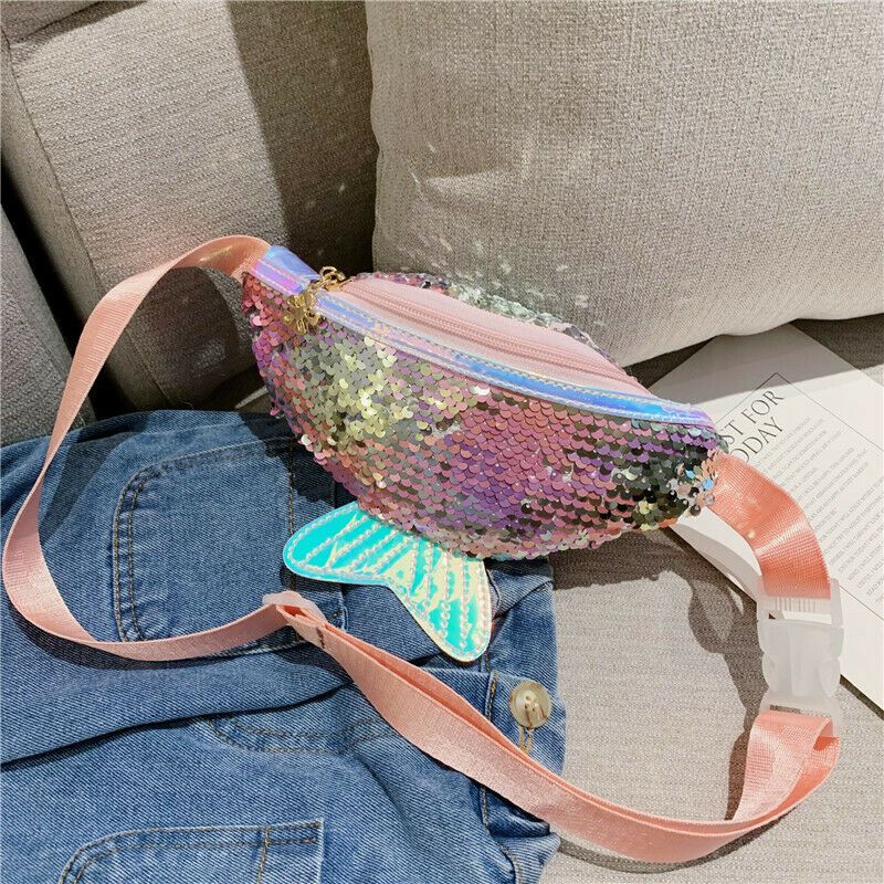 2019 Baby Accessories Plush Purses Kids Girls Fashion Sequin Waist Bag Single Shoulder Chest Bag Mobile Coin Purse Shiny Bag