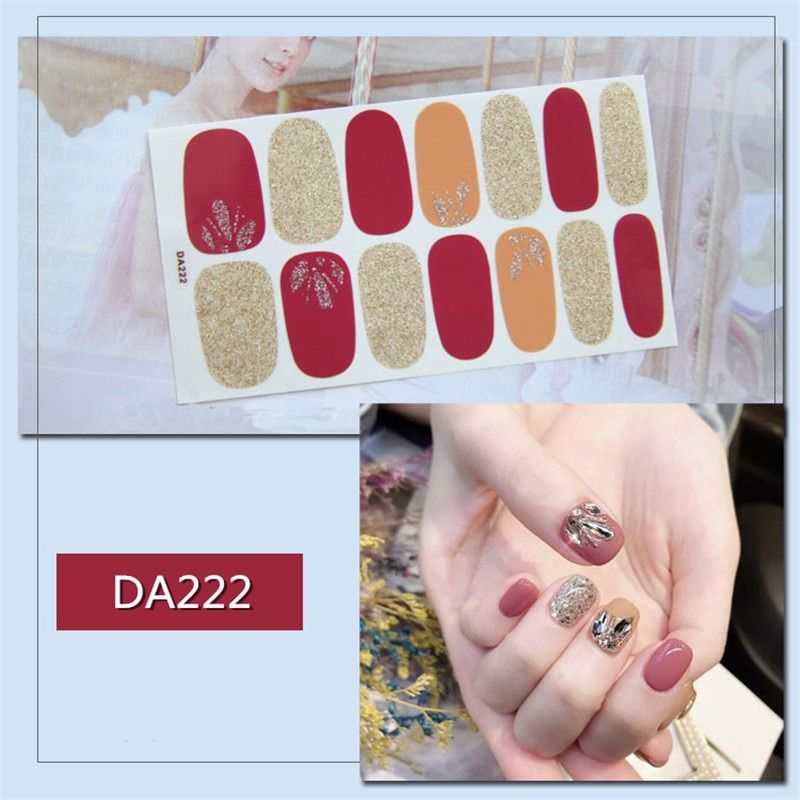La Memoria 14Tips/sheet Nail Art Stickers Fashion Pattern Full Coverage Packaging Decoration DIY Salon Manicure Slide Nails