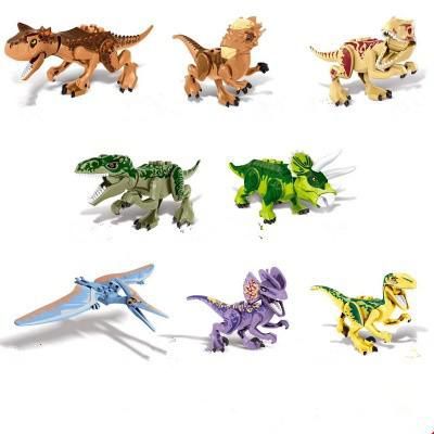 8pcs/set Jurassic Park Dinosaur world Figures Tyrannosaurs Rex Building Blocks baby Toys For Children