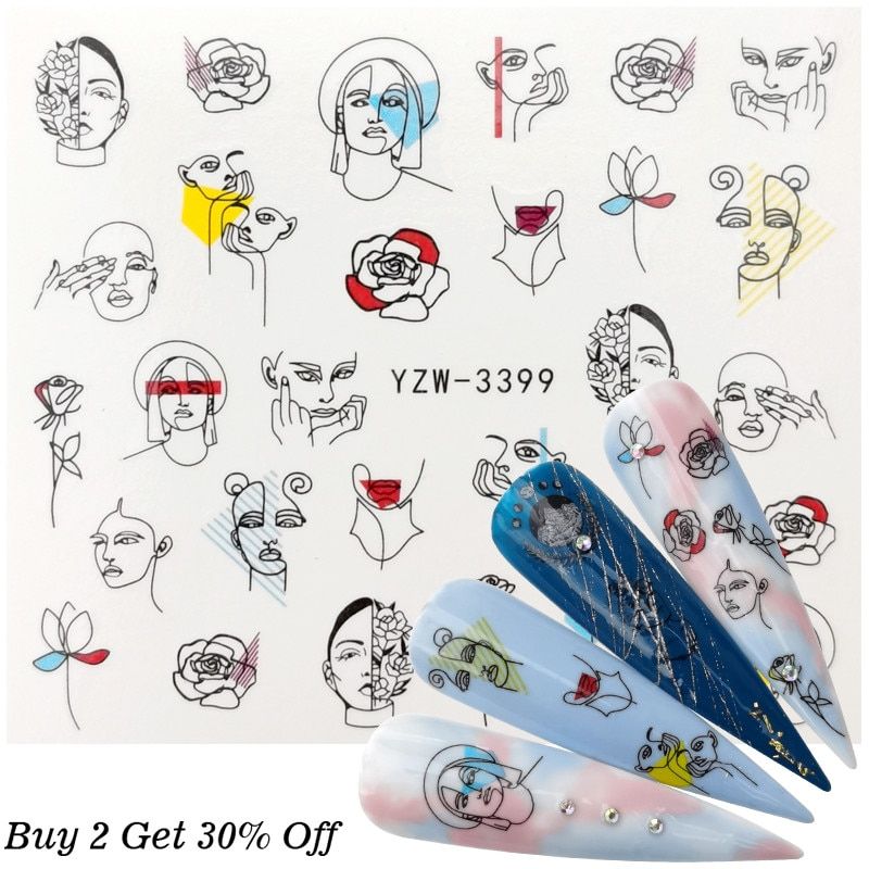 2020 New Designs Fire Flame Nail Stickers 3D Watermark Flames Nail Art Foil Water Transfer Sticker Decal Decorations