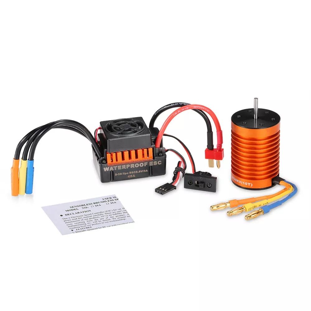 Yfashion Surpass Hobby Waterproof F540 3930KV 4370KV 3300KV 3000KV Brushless Motor +45A ESC For 1/10 Rc Car Parts