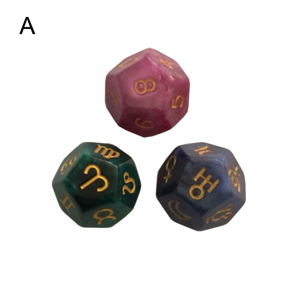 3Pcs/Set 12-Sided Astrology Dice Acrylic Number Divination Magic Board Game Toy