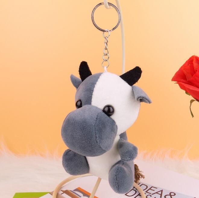 Cute cartoon plush toy cow key chain small cow backpack pendant accessories small gift grab machine rag doll