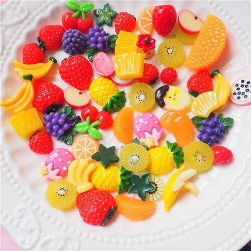 60/50 Pieces Slime Charms Candy Fruit Sweets Resin Flatback Slime Accessories Beads Making Supplies For DIY Scrapbooking Crafts