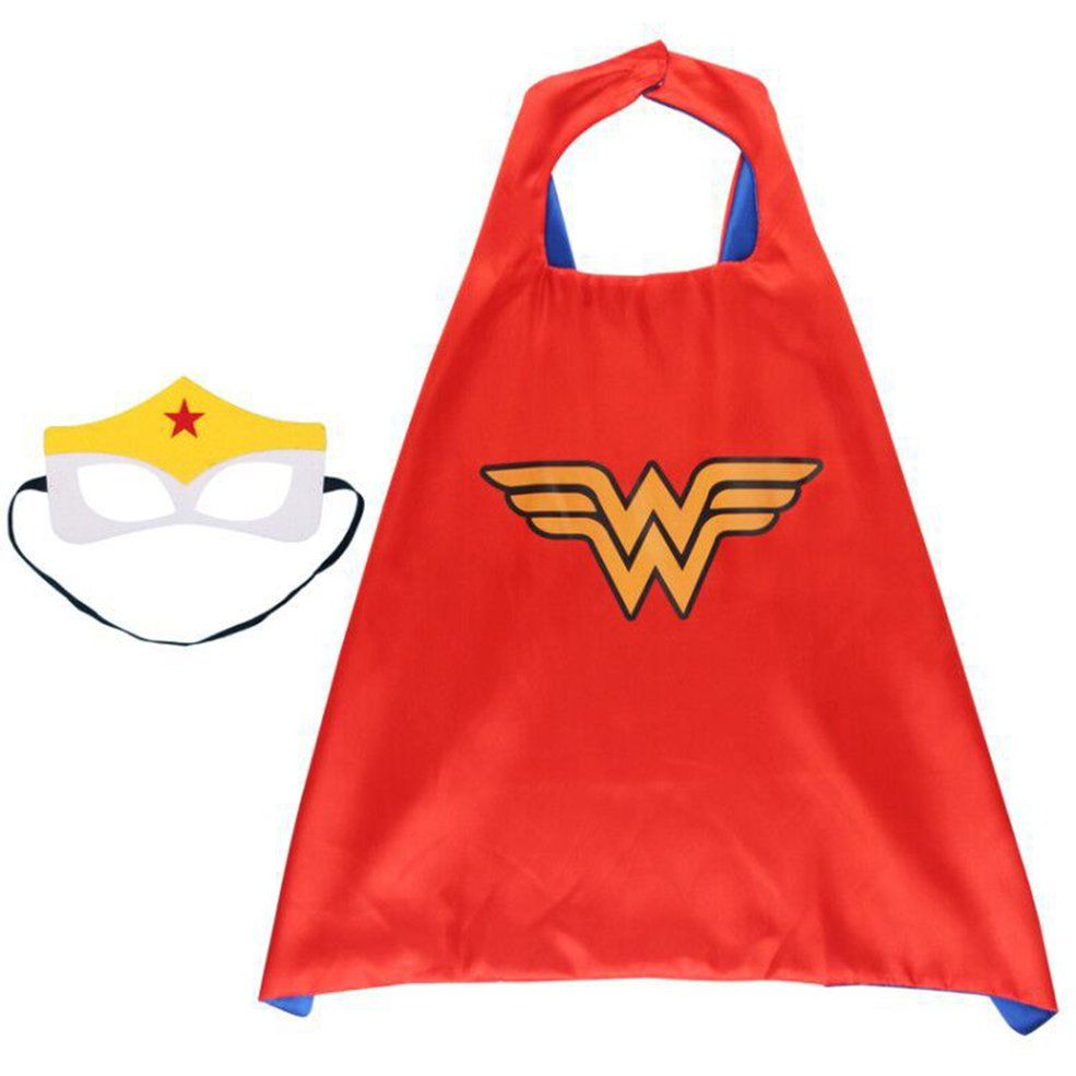 Cimiva Halloween Props Children's Cloak With Mask Set Anime Hero Pattern Cloak Exquisite Holiday Decoration Supplies-Magic woman