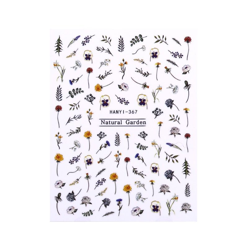 Flower Pattern 3D Nail Sticker Paper Semi-transparent Adhesive Nail Art Transfer Decal Decoration Floral Series Nail Art Wraps