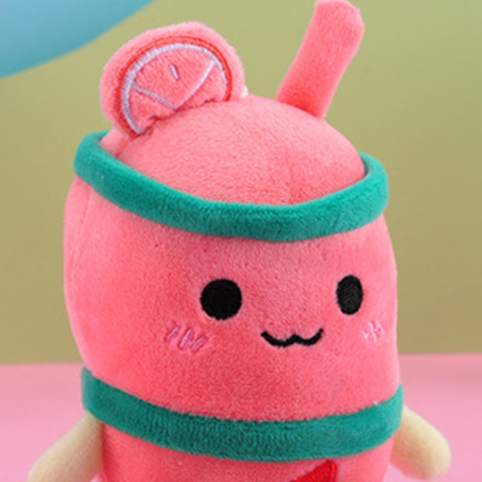 Elastic Stuffed Pendant Cartoon Soft Fruit Bubble Tea Expression Plush Keychain for Decoration