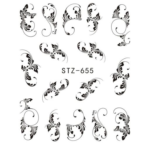 1pc Black Vine Leaf Sticker For Nail Art Decals Abstract Image Water Transfer Slider Foils Tips DIY Manicure Decoration TRSTZ655
