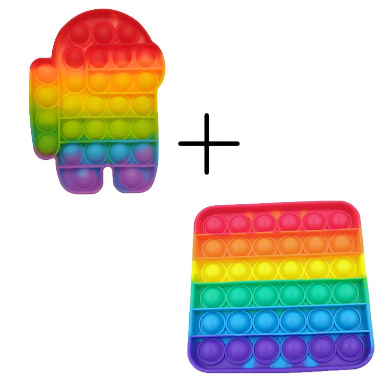 2Pcs Pop It Fidget Toy Set Rainbow Unicorn Toys For Kids Baby Girl Early Educational Popit Figet