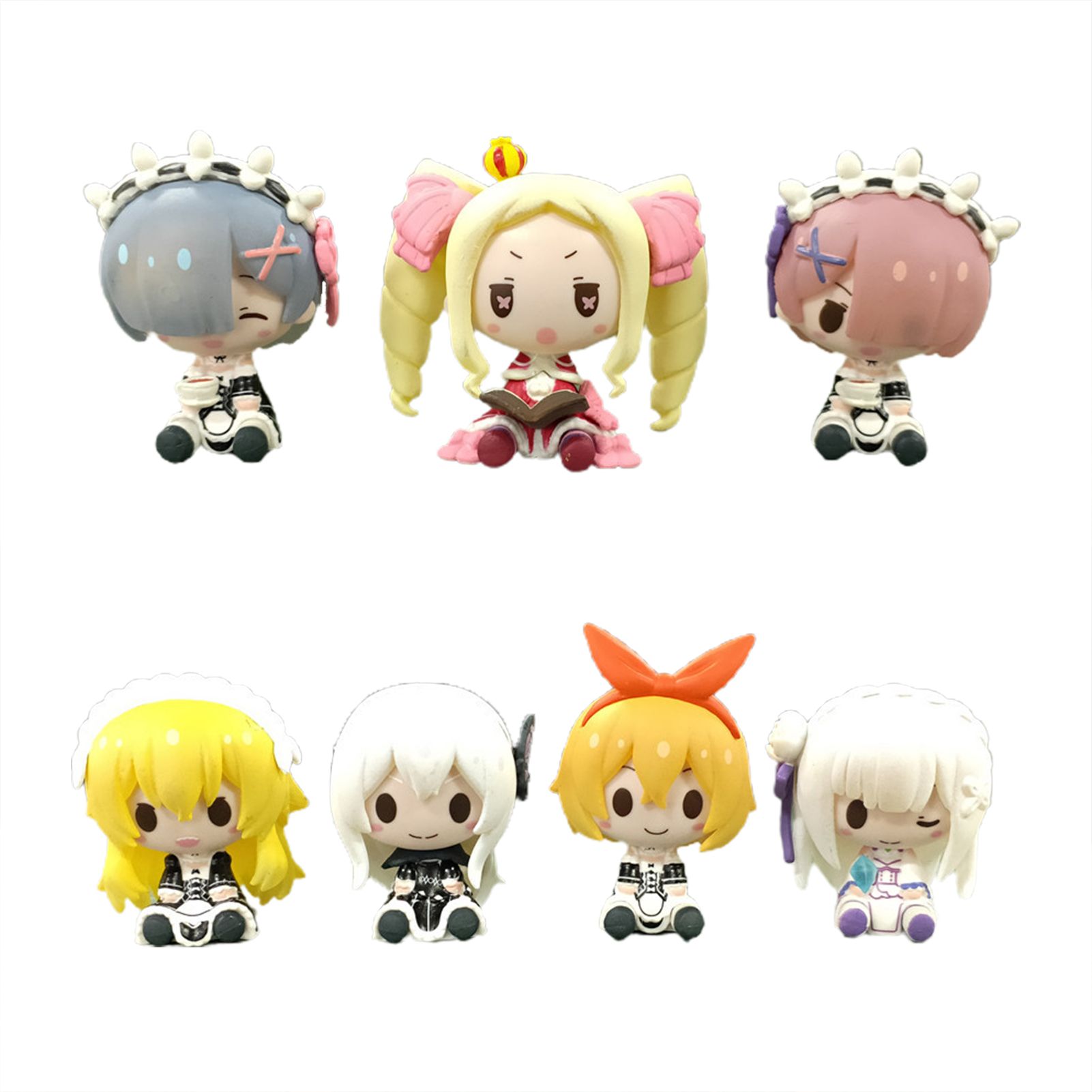 7Pcs Model Toy High Simulation Decorative PVC Re Zero Starting Life In Another World Rem Figure for Car Interior Decor
