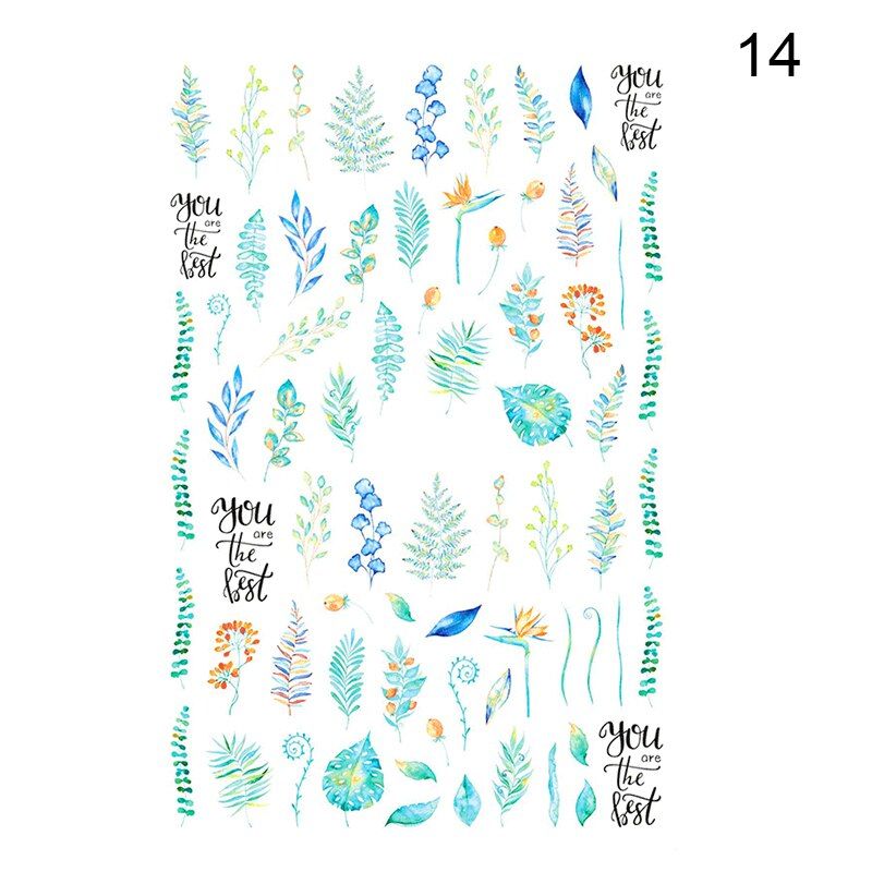 1pc Summer Fruit Glitter Nail Decals Stickers Gold Black White Leaf Manicures Foils Geometric Slider Nail Art Adhesive Decor