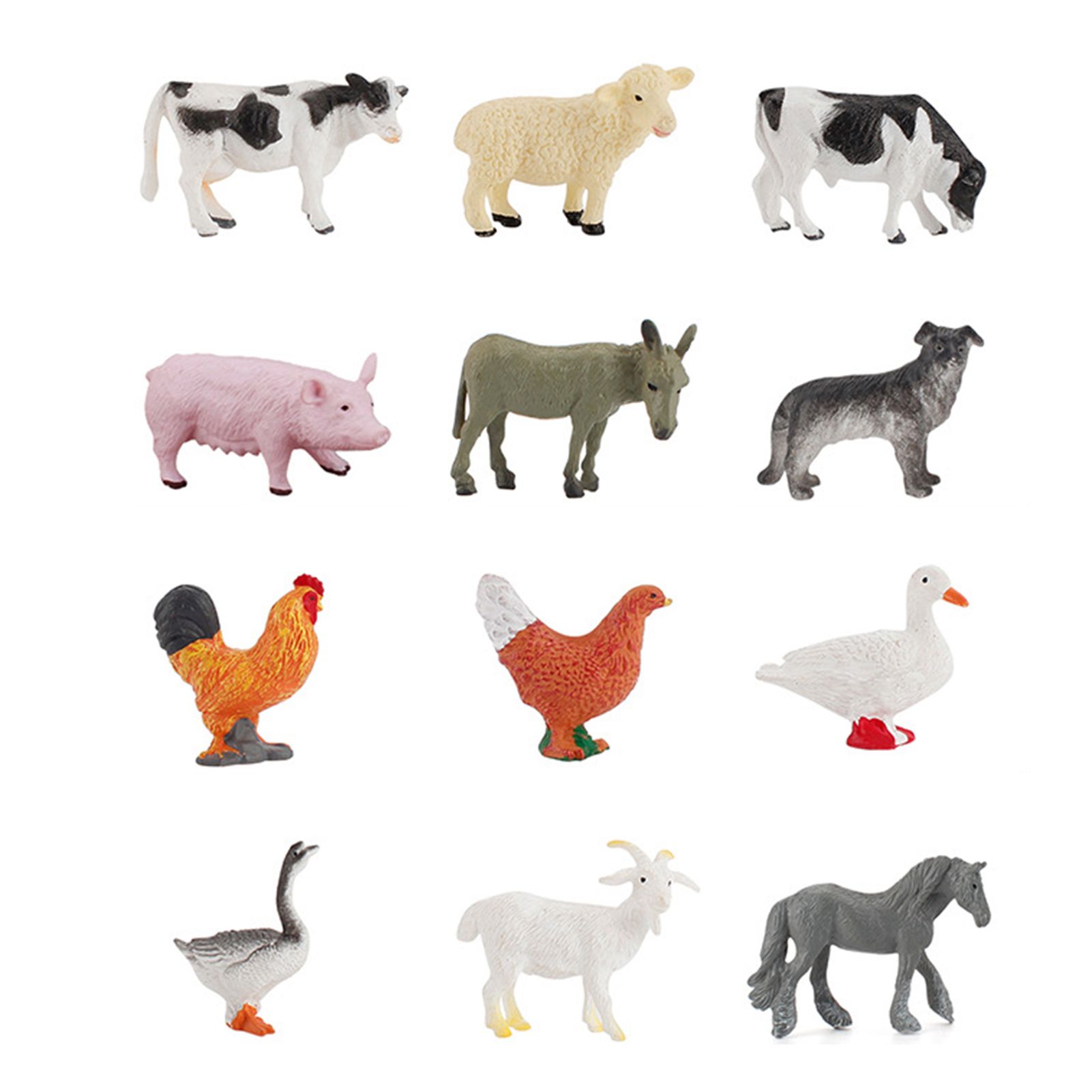 12Pcs/Set Cartoon Animal Farm Poultry Landscape Mini Ornament Garden Decoration