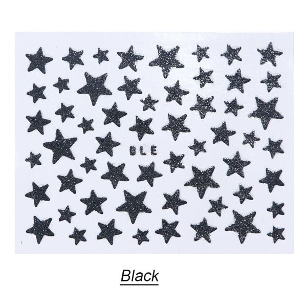 1pcs 3D Stars Nail Stickers Slider Gold Black Glitter Shiny Decoration Decor Manicure Adhesive Decal Nail Art  Wrap Tools LE1569