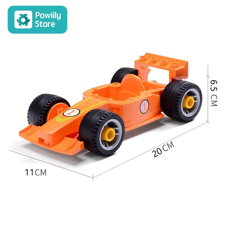 Big Building Blocks F1 Racing Figure Sports Car Removable Assembled Toys DIY For Children Gift Parts Compatible With Duploes