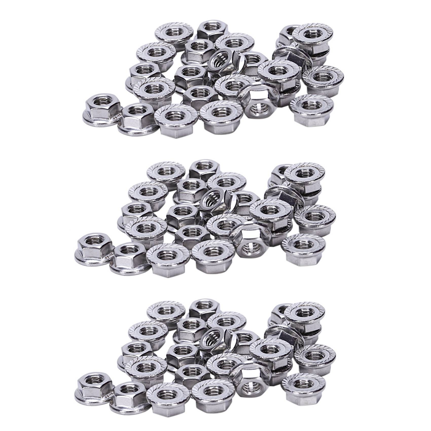 75 Pcs 304 Stainless Steel Serrated Flange Metric Hex Lock Nuts M6