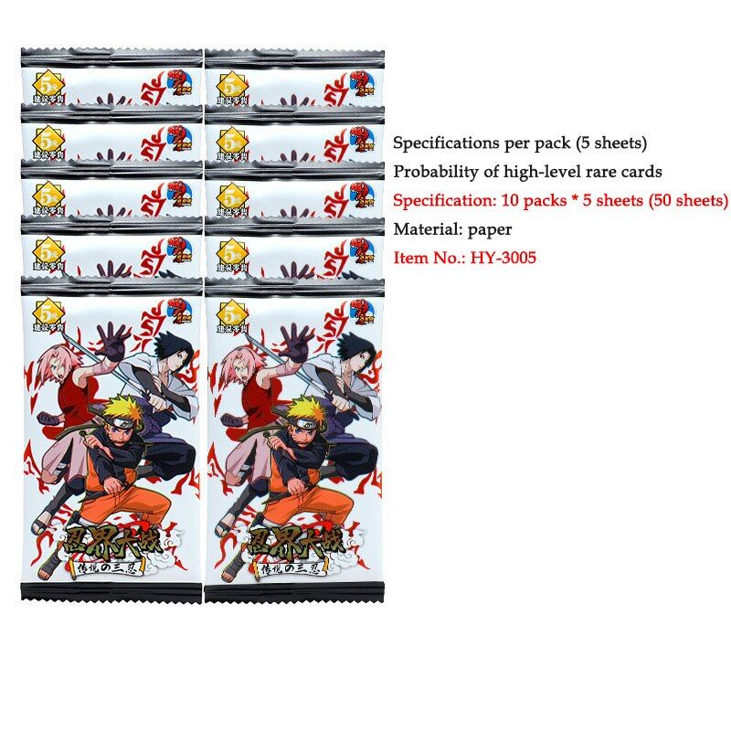 50/150/180Pcs Narutoed Paper Cards Anime Action Figure Peripherals Toys Hatake Kakashi Haruno Sakula Uchiha Itachi Figure Toys