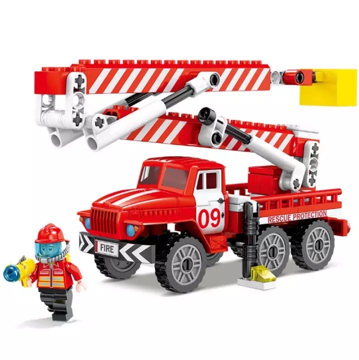 City Fire 4 Style KAZI City Fire Building Blocks Legoing Compatible Rescue Ladder Fire Truck Children Diy Educational Toy Gifts (126+pcs)
