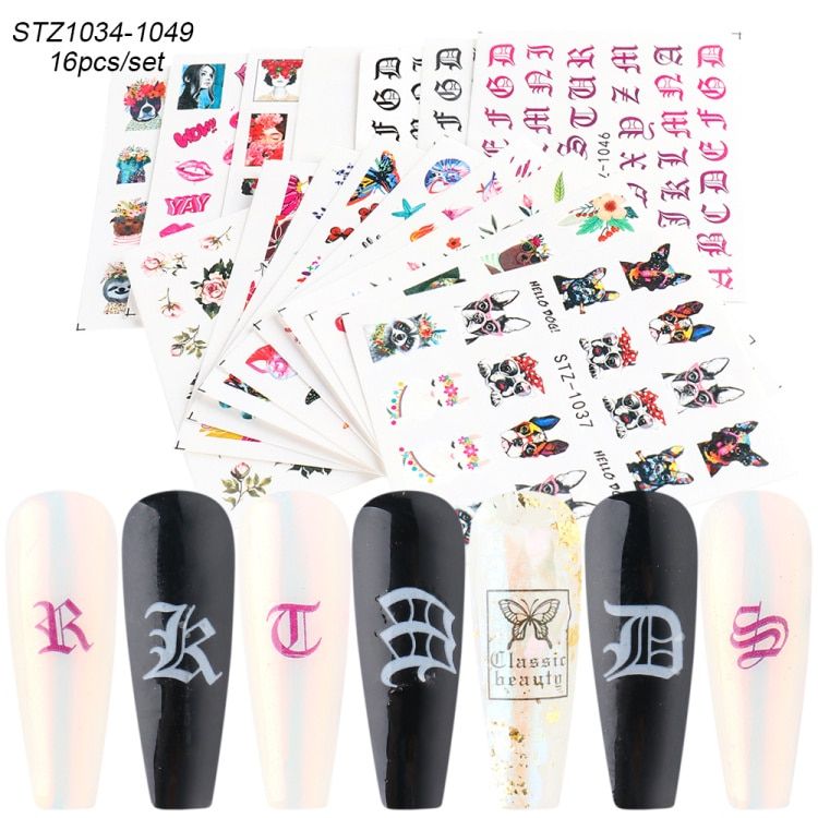 Sliders Nail Designer Stickers Set Manicures Decorations Water Transfer Decals Christmas Winter Nails Art Tattoo NFSTZ-YA